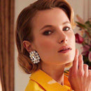 Pauli Manfi, nueva moda, pendientes multicolores de diamantes de imitación para mujer, pendientes elegantes con personalidad para mujer, pendientes de tuerca súper grandes