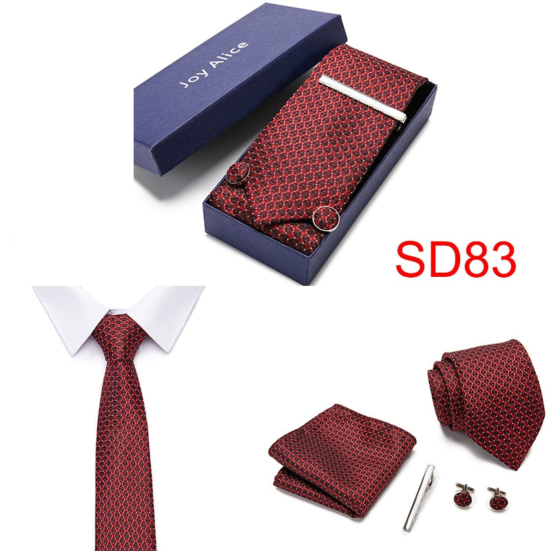 Gift Box 38 styles Tie Set Hanky Cufflinks With Gift Box Jacquard Woven Neckties Set For Men Wedding Party Lots of  accessories