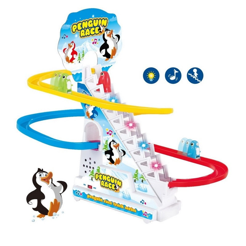 Klettern Treppen Track Spielzeug Cartoon Pinguin Dinosaurier Hund Ente Für Kinder Elektronische Musik Kinder Lustige Jungen Mädchen Geburtstagsgeschenk