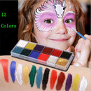 12 Farben Körpermalerei Spiel Clown Gesicht Körperkunst Malerei Ölmalerei Tattoo Halloween Party Make-up Kosmetik Bodypainting