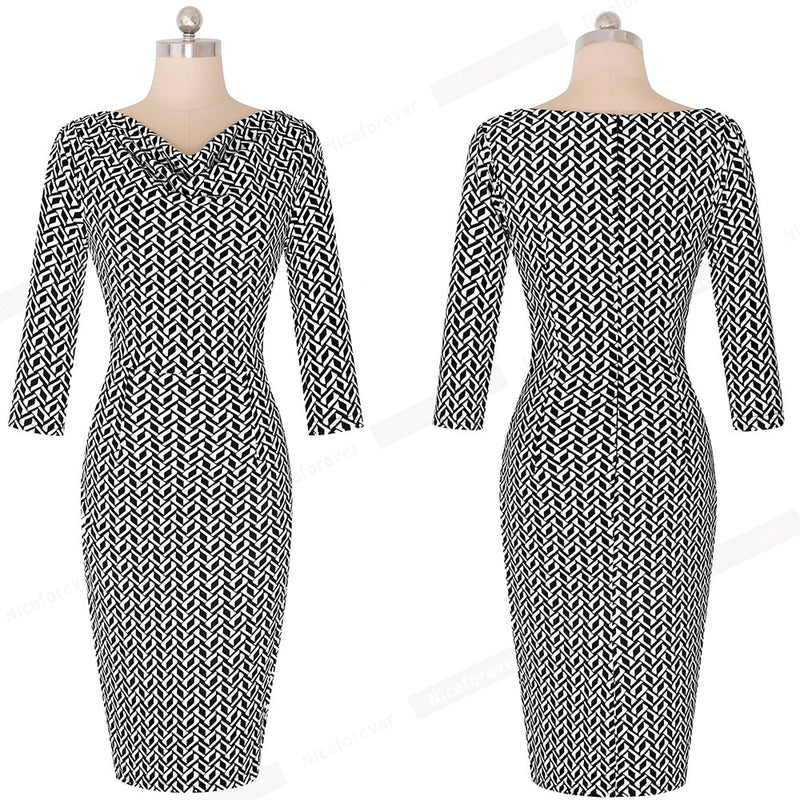 Frauen-beiläufiges Leopard-Druck-Büro-Geschäfts-Hüllen-dünnes Sommer-Bleistift-Kleid HB452