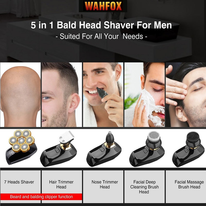 WOHFOX Shaver For Men 7D Independently 7 Cutter Floating Head Waterproof Electric Razor Multifunction Trimmer Machine New