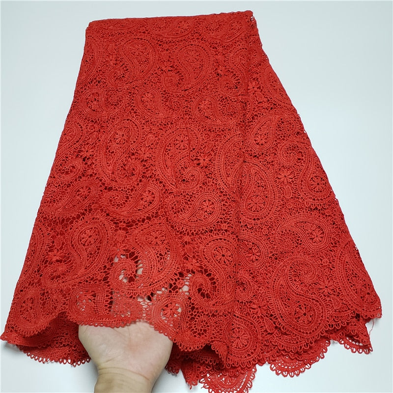 Skin Friendly Latest Classic Grade Riche Guipure Lace Soft Cashew pattern African Cord Lace Fabric For Party Dress NN931_k