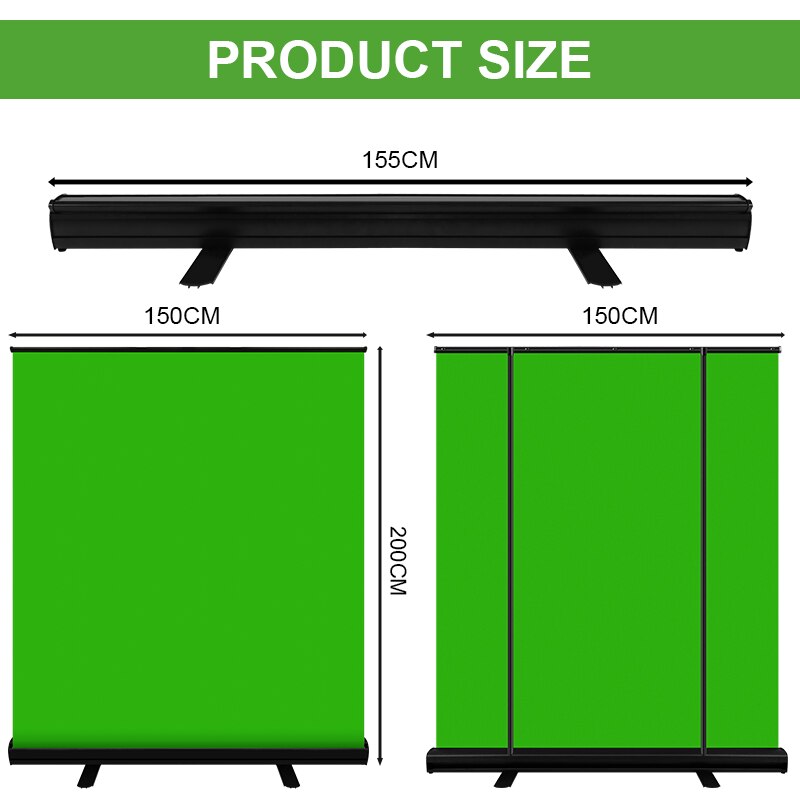 PYNSSEU 150cm*200cm Background Collapsible Green Screen Chromakey Backdrop Pull-up Stand For YouTube Video Game Virtual Studio