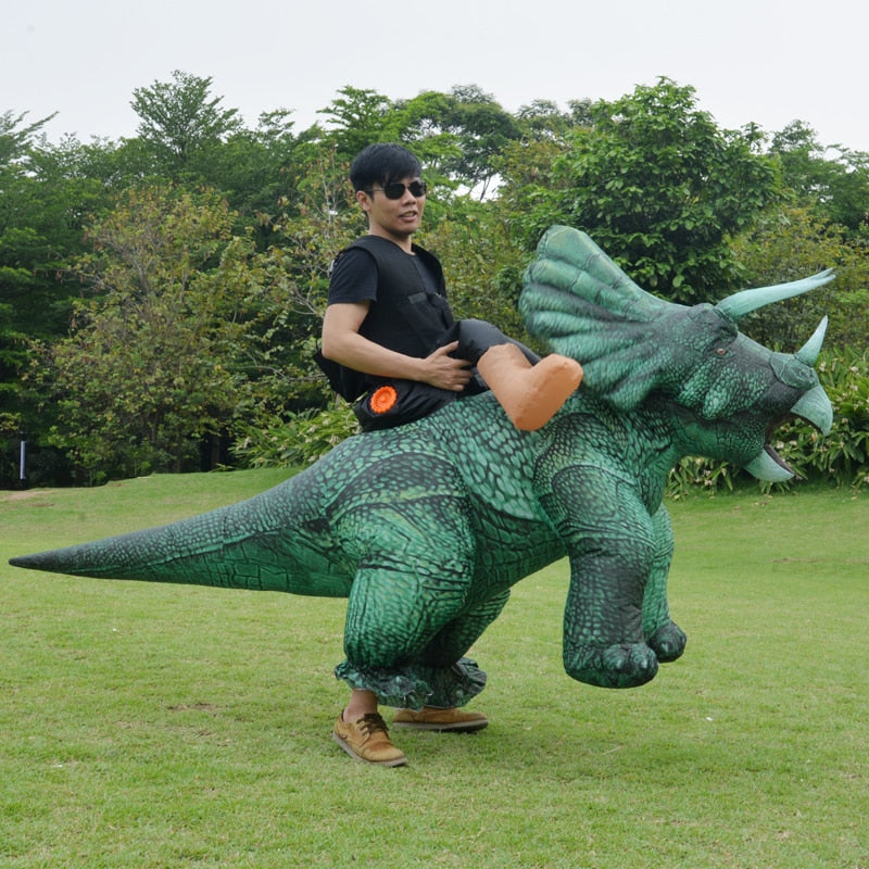 Newest Cosplay Inflatable Dinosaur Triceratops Ride on TREX Animal Mascot Anime for Adult Men Women Fancy suit Halloween Costume
