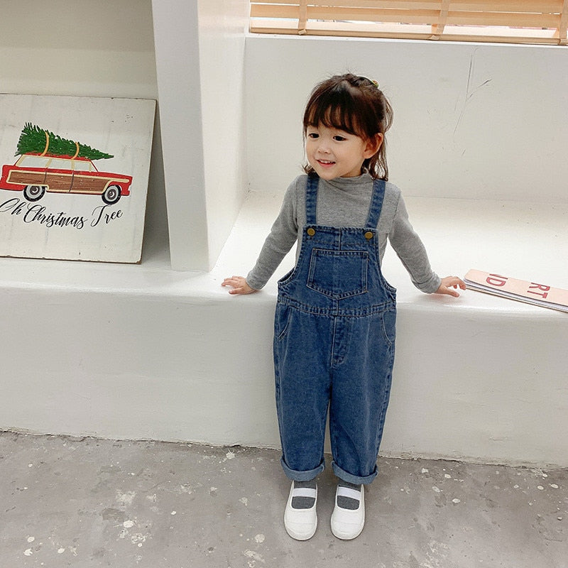 Kinder Overall Jungen Mädchen Denim Hosen 2020 Neue Frühling Herbst Allgleiches Jeans Kleinkind Kinder Lose Overalls