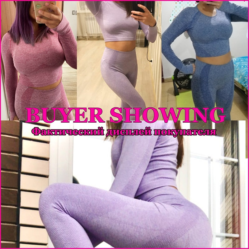 Seamless Gym Clothing Women Gym Yoga Set Fitness Workout Sets Yoga Top + Athletic Legging Women&