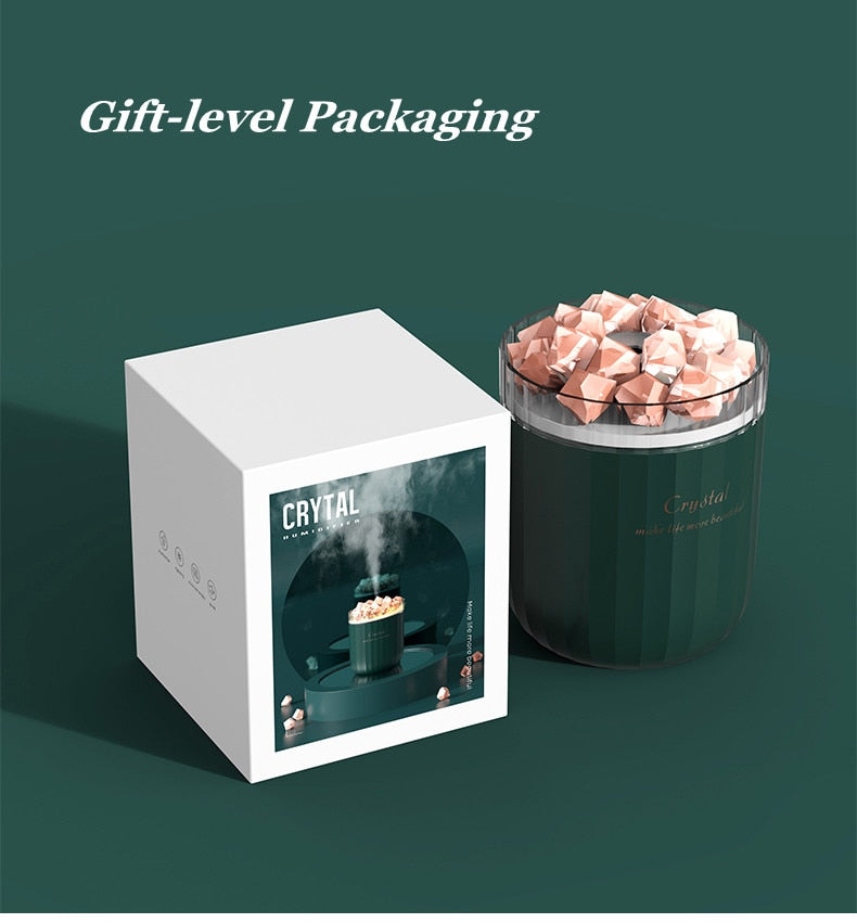 Portable Crystal Aromatherapy Humidifier USB Wireless Aroma Essential Oil Diffuser Air Humidificador with Atmosphere Lamp Home