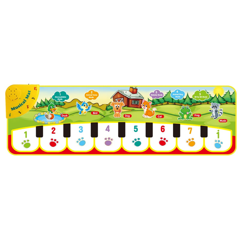 90x27cm Baby Musical Play Mat Animals Sound 8 Instruments Tone Adjustable Piano Keyboard Educational Toys for Children Kids Gift