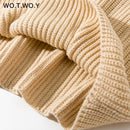 WOTWOY Autumn Winter Knitted Turtleneck Sweater Women Thick Long Oversized Sweaters Women Solid Cashmere Pullovers Korean Tops
