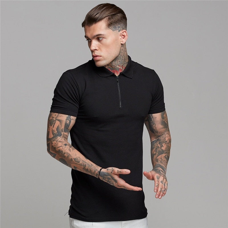 Herren Sommer Solid Polo Shirt Kurzarm Slim Fit Polos Mode Streetwear Tops Herren Baumwolle Fitness Sport Casual Golf Shirts