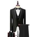 3 Piece Boyfriend Men Suits for Slim Fit Wedding Tuxedos Black Formal Groom Jacket Pants Vest Ready in Stock
