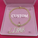 Custom Name Necklace  with 9MM Zircon Cuban Chain for Women Men Sharp Bubble Letter Pendant Hip Hop Jewelry