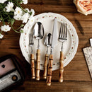 20Pcs 5Pcs Creative Nature Bamboo Cutlery Set 304 Stainless Steel Steak Cutlery Tableware set Spoon and Fork Hign-end Quality