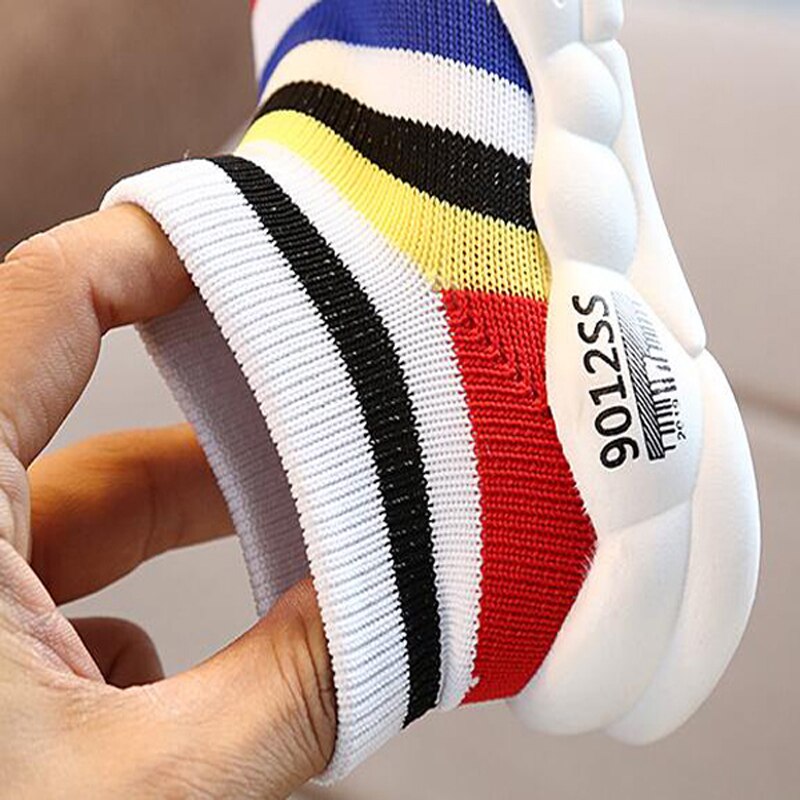 Boys Tennis Shoes Sneakers Girls Rainbow Shoes Mesh Kids Footwear Toddler Stripes Chaussure Zapato Casual SandQ Baby New