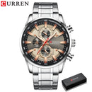 CURREN Man Watches Luxury Sporty Chronograph Wristwatches for Men Quartz Stainless Steel Band Clock Luminous Hands