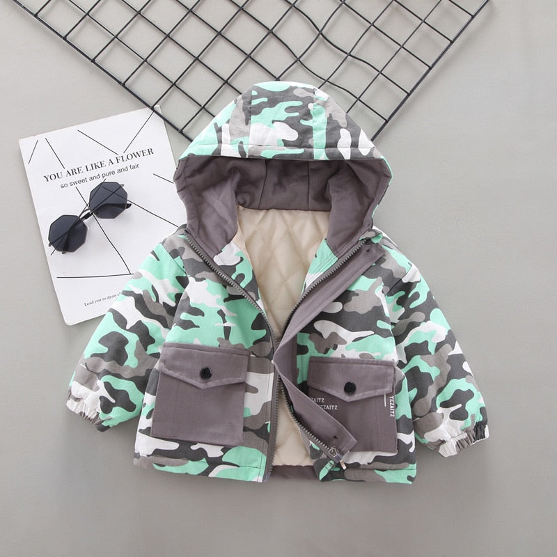 New Winter Children Thicken Clothes Baby Boys Girls Cotton Hooded Jacket Autumn Kids Toddler Fashion Coat Infant Casual Costume