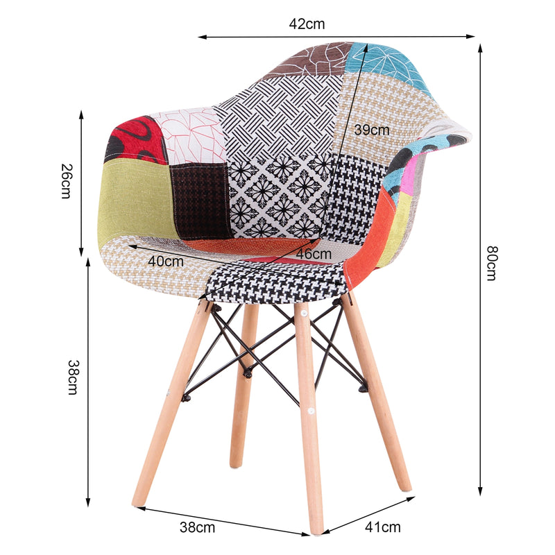 2Pcs/Set Medieval Dining Chairs with Beautiful and Durable Patchwork Pattern Nordic Armchair for Living Room Dining Room Kitchen