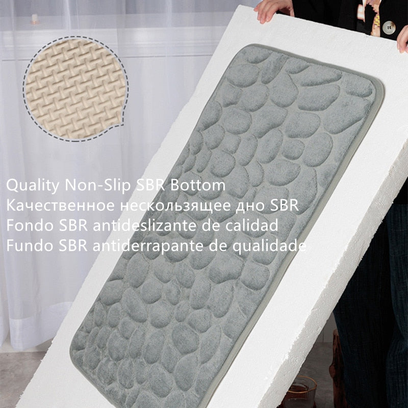 Simple Momery Badezimmermatte aus Schaumstoff, 3D-Kopfsteinpflaster, saugfähig, Badvorleger, Toilette, Flur, rutschfest, Fußmatte, Bodenteppich, waschbar
