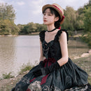 Lolita JSK Kleid Nachtigall und Rose JSK Kleid Gothic-Stil dunkel Vintage Victorian Princess Party Dress Ärmelloses Lolita-Kleid