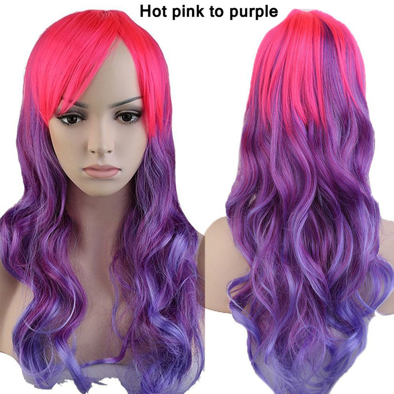 S-noilite Synthetic 28colors 22inch Loose Wave Wigs Halloween Cosplay Wig Blue Red Pink Grey Purple Hair Wig Cosplay for party