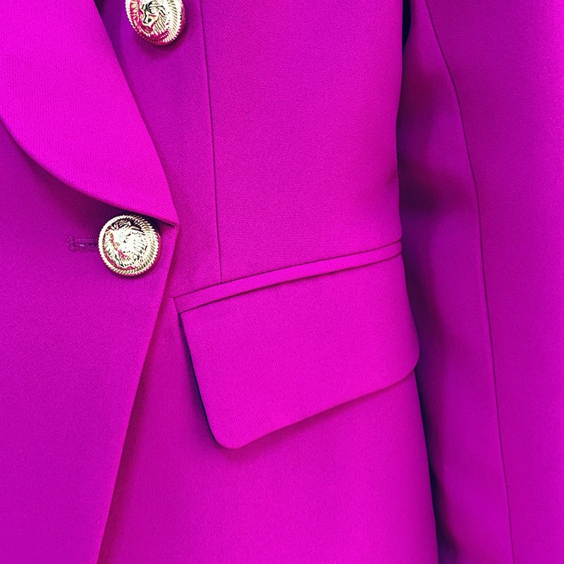 HIGH STREET, lo más nuevo de 2022, conjuntos de chaqueta de diseñador de moda para mujer, doble botonadura, botones de león, chal, cuello, chaqueta, pantalones, traje