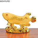 Chinese Style Lucky Home Office Company Car Talisman Money Drawing Fortune Arowana Golden Resin Fish Decorative Statue