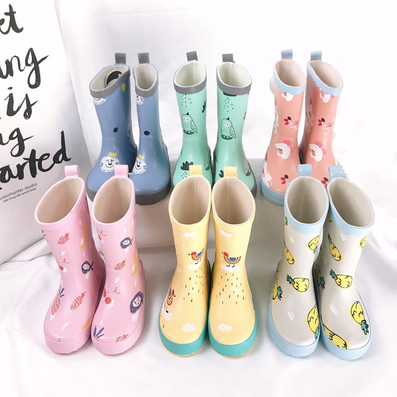 Rain shoes kids Girl Cute cartoon Printed Children's Rubber Boots Kalosze Dla Dzieci Waterproof Baby Water Shoes