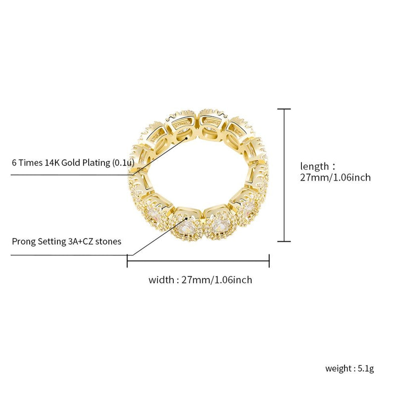 TOPGRILLZ 2020 New 27MM Zircon Rings Gold Color High Quality Copper Iced Out Rings Hip Hop Fashion Jewelry Gift For Men Women