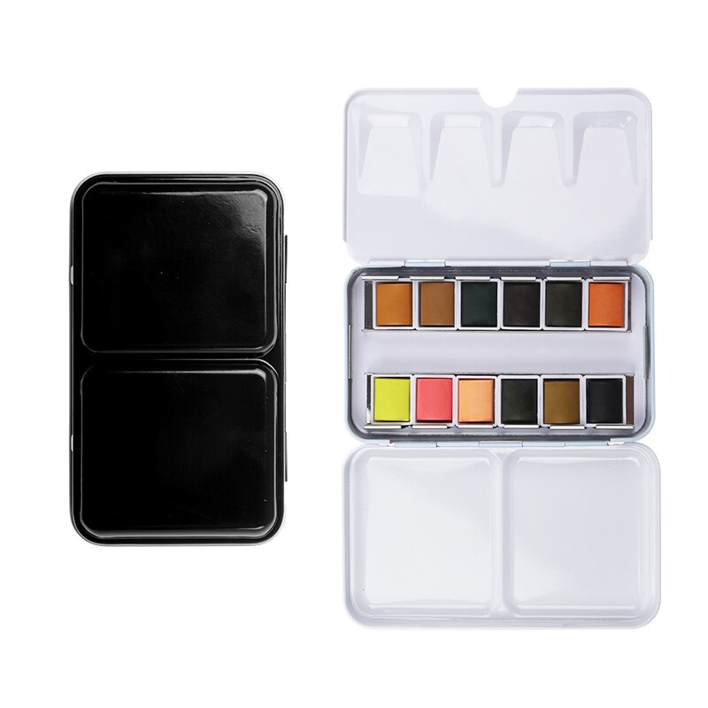 SeamiArt, caja de lata de 12 colores, piel de acuarela sólida, pintura de Color agua para dibujos animados y retratos, pintura, suministros de arte de dibujo