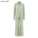 Mnealways18 Beige Pleated Wide Leg Pants Womens Pants Fashion 2022 Casual Loose Trousers Office Lady Elegant Long Palazzo Pants