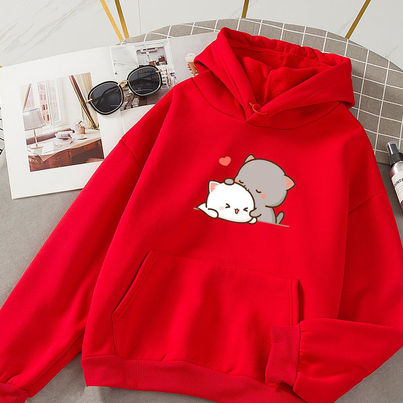 Women Autumn Hoodie Sweatshirts Korean Fashion Hoody for Ladies Kawaii Anime Jumper Streetwear Plus Size Sweatshirts Couple