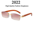 2022 Vintage Rimless Sunglasses For Men Fashion Square Glasses Luxury Oculos De Sol Masculino Zonnebril Heren Lunette De Soleil