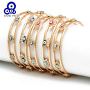 Glücksbringer Offene Manschettenarmreif Goldfarben Kupfer Mehrfarbiger Türkischer Böser Blick Armreif für Frauen Mädchen Modeschmuck BD168
