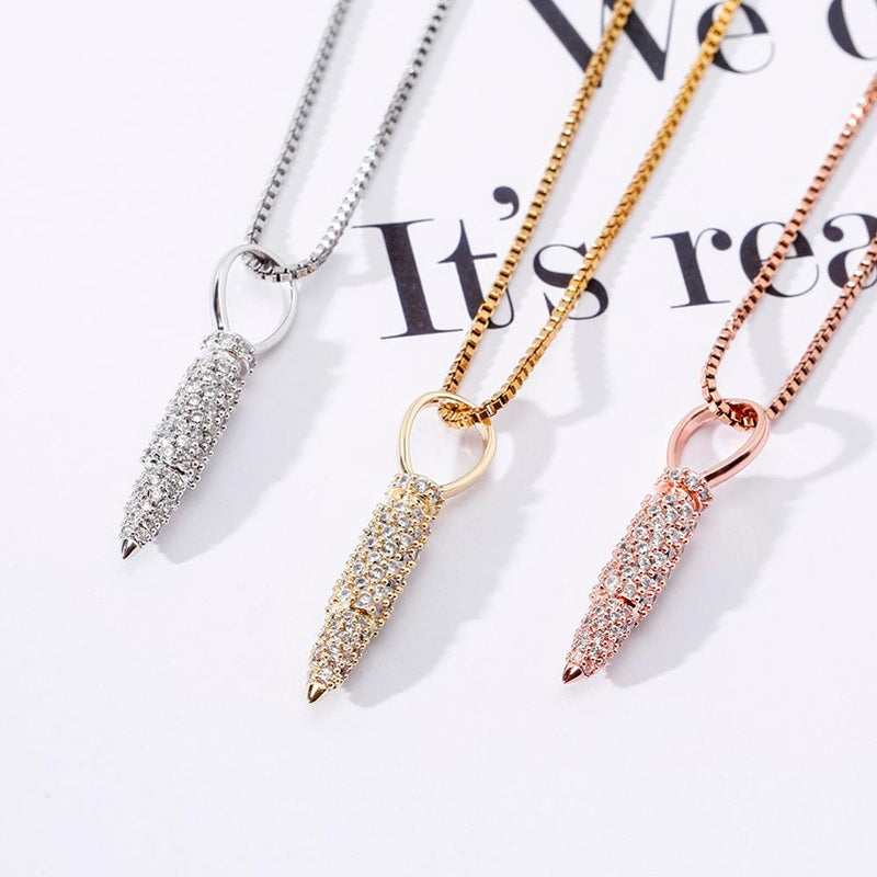 TOPGRILLZ Iced Zircon Bullet Case Pendant 100% 925 Sterling Silver Pendant Necklace Chain Hip Hop Jewelry