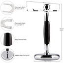 Shaving Brush and Stand, Pure Silvertip Badger Hair Brush Set 22mm Stainless Steel Shaving Stand,Black Resin Alloy Handle Gift