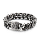 Fongten Vintage Skull Cuban Link Chain Bracelet For Men Punk Skeleton Stainless Steel Charms Curb Mens Bracelets Viking Jewelry