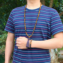 Natural Grade A 8mm Tiger Eye Stone and Black Bright Onyx Beads Necklace108 Bead Mala Jewelry Buddha Prayer Bracelet Women Men