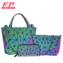 women handbags 3 pcs bag set luminous crossbody bags for women wallet 2021 Geometric shoulder bag female purse and handbag Tote