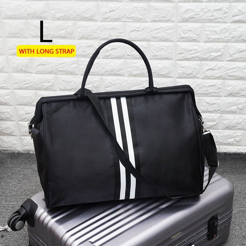 Korean Version Overnight Weekend Traveling Bag Strip Handbag Big Travel Bag Luggage Men&