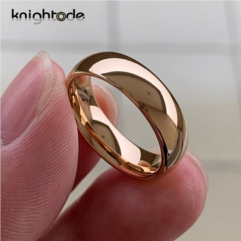 Classic Rose Gold Tungsten Wedding Ring For Women Men Tungsten Carbide Engagement Band Dome Polished Finish 8mm 6mm Ring