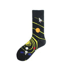 Feliz divertido Unisex pintura UFO astronauta espacio exterior cohete Star War hombres tripulación calcetines Streetwear algodón hombre monopatín vestido