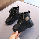 2022 Autumn/Winter Children Boots Boys Girls Leather Snow Boots Plush Fashion Waterproof Non-slip Warm Kids Boots Shoes 21-30