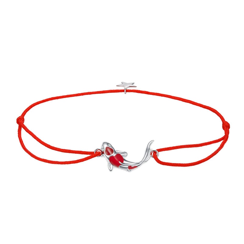 bamoer Guardian Lucky Fish Rope Chain Bracelet for Couple Sterling Silver 925 Star Enamel Jewelry Friendship Bracelets SCB145