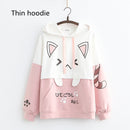 Harajuku Kawaii Women Cute Hoodie Black Pink Long Sleeve Graphic Cat Ear Funny Anime Teen Girls Pullover Vintage Sweatshirt 2021