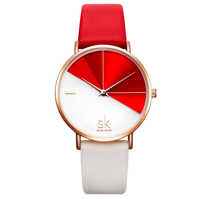 SK Luxus Lederuhren Frauen Kreative Mode Quarzuhren Für Reloj Mujer 2019 Damen Armbanduhr SHENGKE relogio feminino