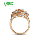 VISTOSO Gold Rings For Women Genuine 14K 585 Rose Gold Ring Sparkling Diamond Promise Engagement Rings Anniversary Fine Jewelry