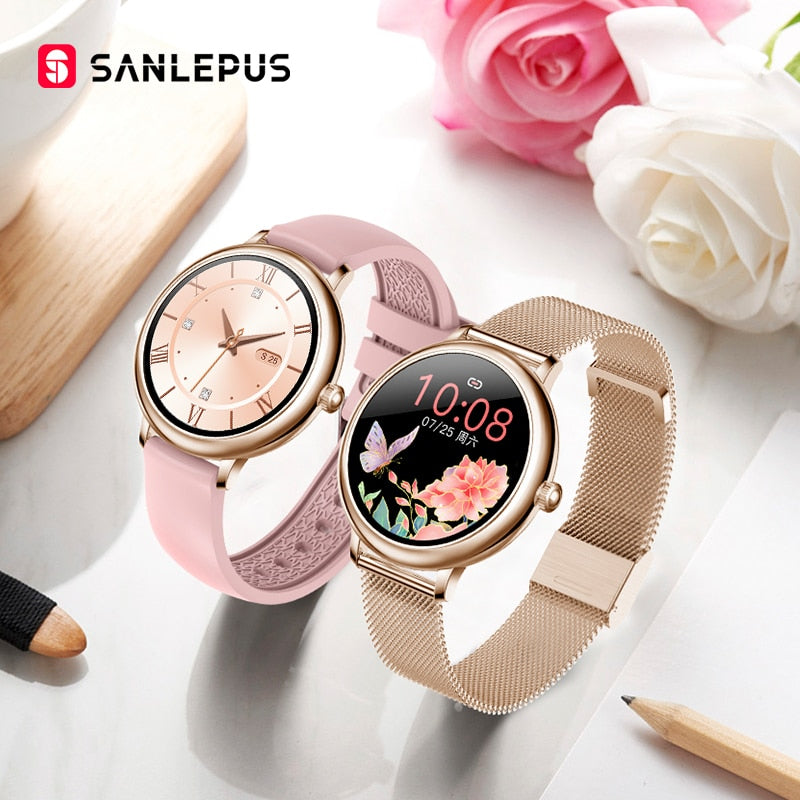 2022 SANLEPUS Stilvolle Damen Smart Watch Luxus Wasserdichte Armbanduhr Edelstahl Lässige Mädchen Smartwatch Für Android iOS