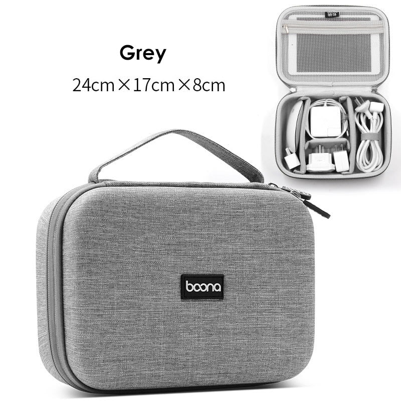 Bolsa de almacenamiento de dispositivos digitales de carcasa dura para adaptador de Mac, Cable de datos de ratón, auriculares, HDD, estuche organizador de dispositivos electrónicos