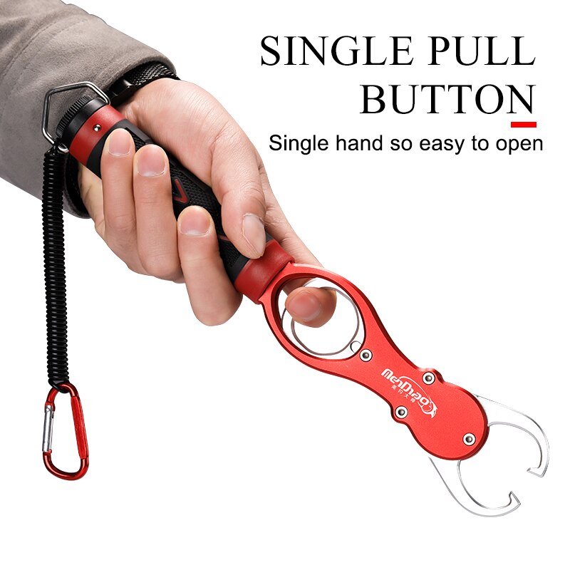 Knots Tool Lip Grip with Scale Catch Fishing Tool Fish Control Clamp Tackle Holder Anti Slip Clip Rope Lip Grip Pliers Aluminum